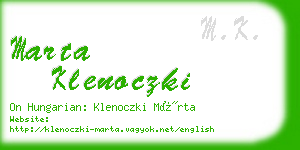 marta klenoczki business card
